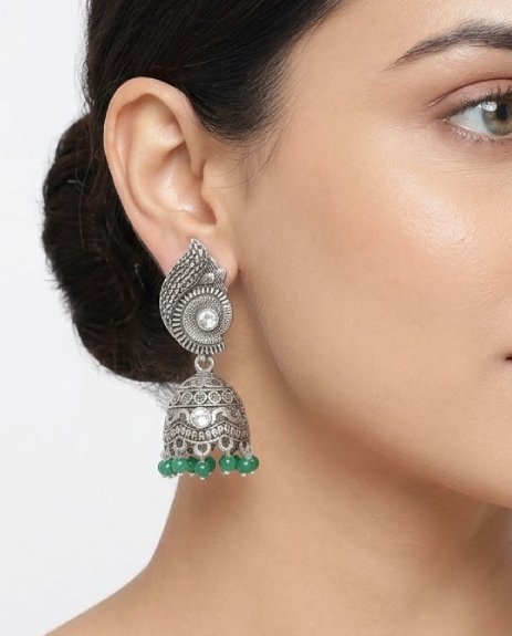 Metal Silver Antique Style Jhumka