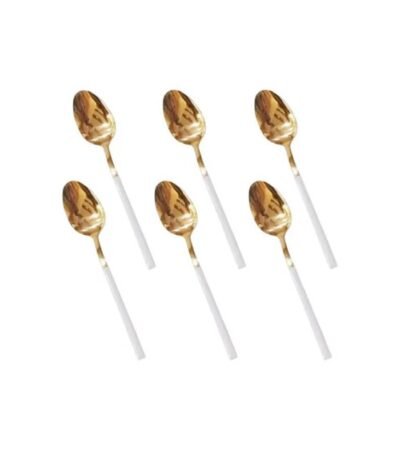 Stainless Steel Tea Spoon White & Gold Set of 6pcs