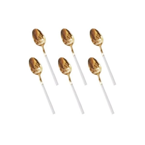 Stainless Steel Tea Spoon White & Gold Set of 6pcs