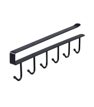 Metal Mug & Cutlery Holder – 6-Hook Cabinet Organizer