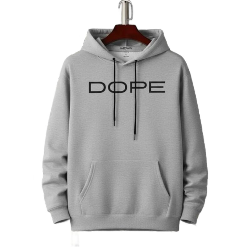 Men's Cotton Printed Hoodie Grey
