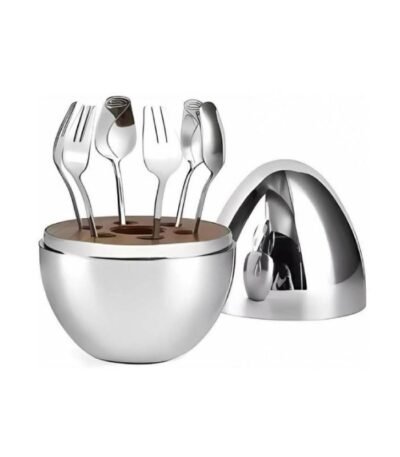 6pcs Fruit Fork Holder Egg Silver