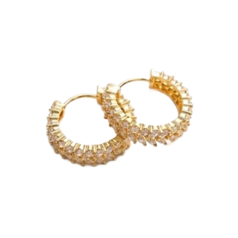 Gold Plated Crystal Hoop Earrings
