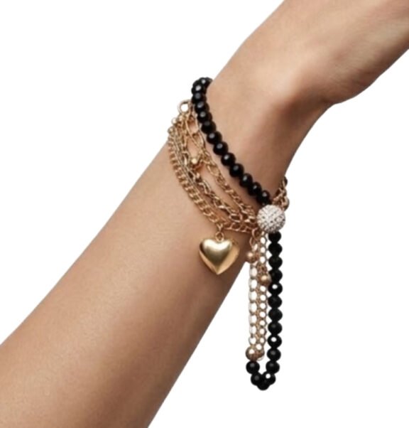 Imported Golden Steel Pearl Heart Bracelet