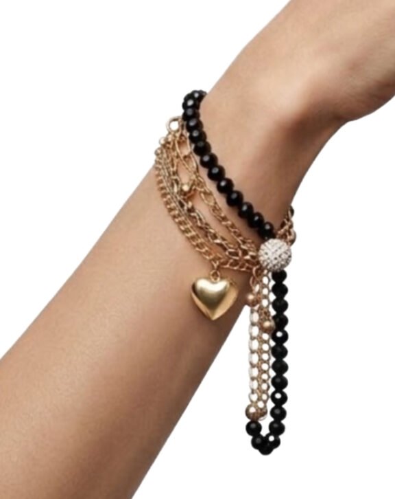 Imported Golden Steel Pearl Heart Bracelet