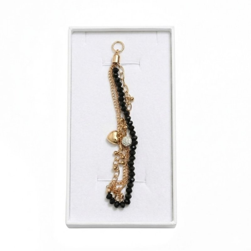 Imported Golden Steel Pearl Heart Bracelet Black