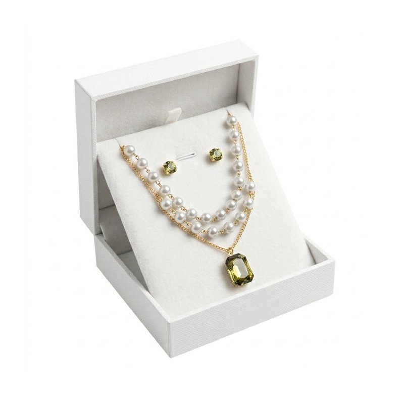 Double Neckless Set With White Pearl