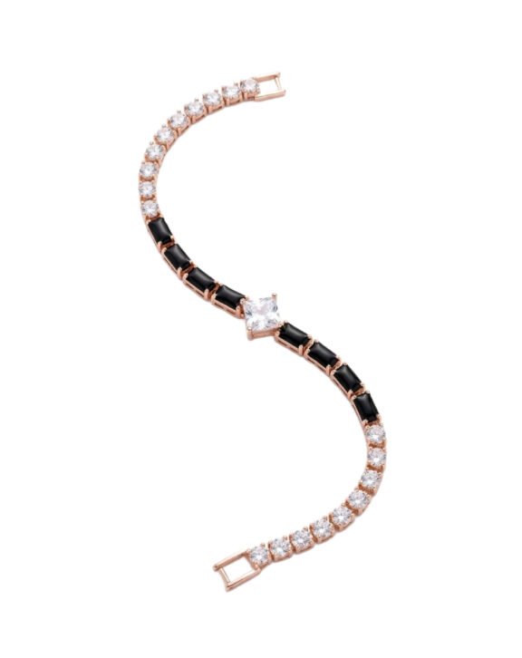 Elegant Black & Rose Gold Crystal Bracelet