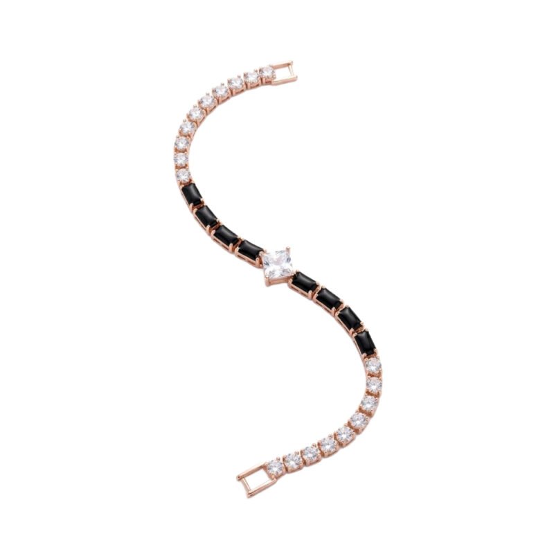 Elegant Black & Rose Gold Crystal Bracelet