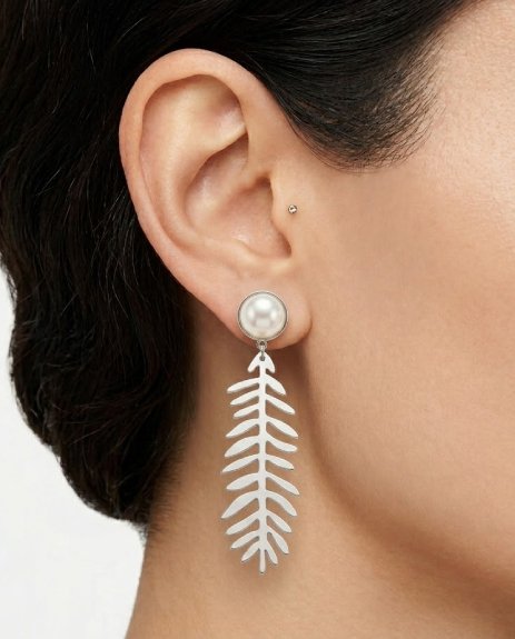 Leaf Drop Silver Earring