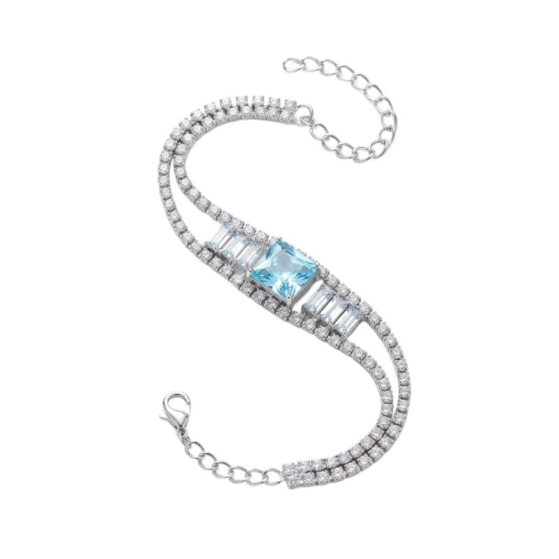 Elegant Blue Crystal Double Layer Bracelet