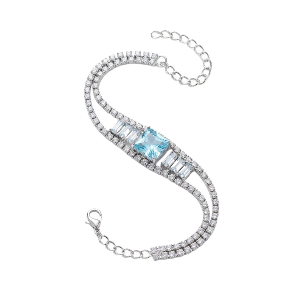 Elegant Blue Crystal Double Layer Bracelet