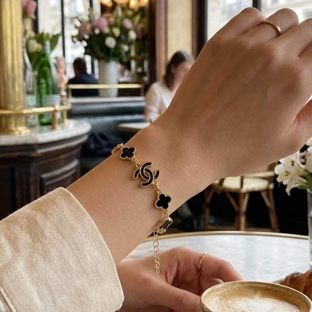 Golden & Black clover Bracelet