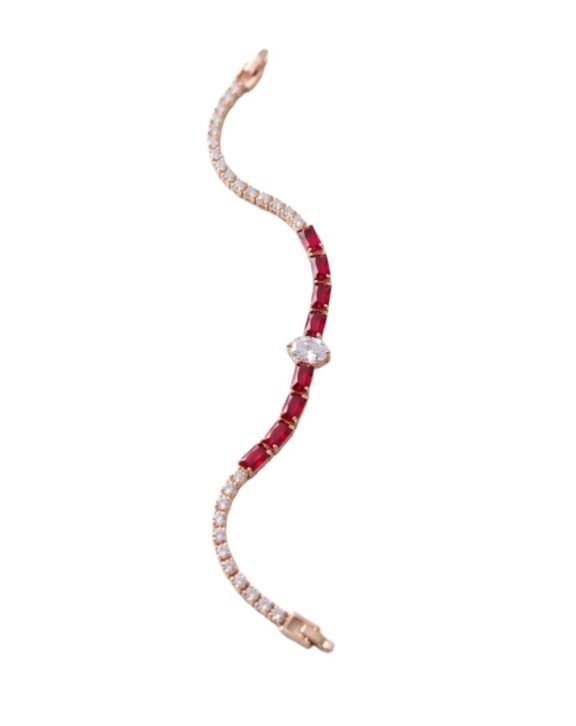 Elegant Red Emerald Cut Crystal Bracelet