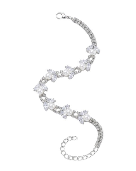 Luxury Pearl & Crystal Bracelet Silver