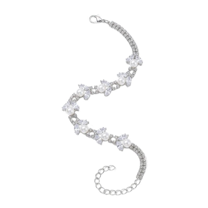 Luxury Pearl & Crystal Bracelet Silver