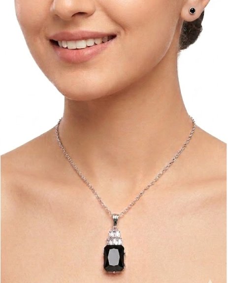 Sterling Neckless With Tops Set Silver - Black