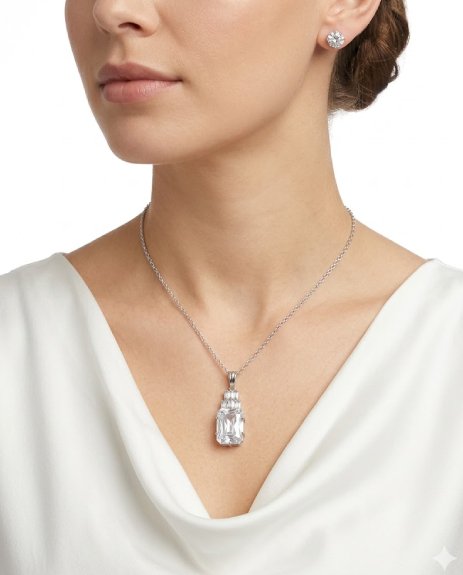 Sterling Neckless With Tops Set Silver - White