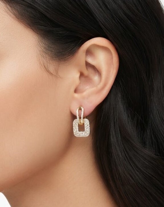 Tear Square Drop Earrings Pair