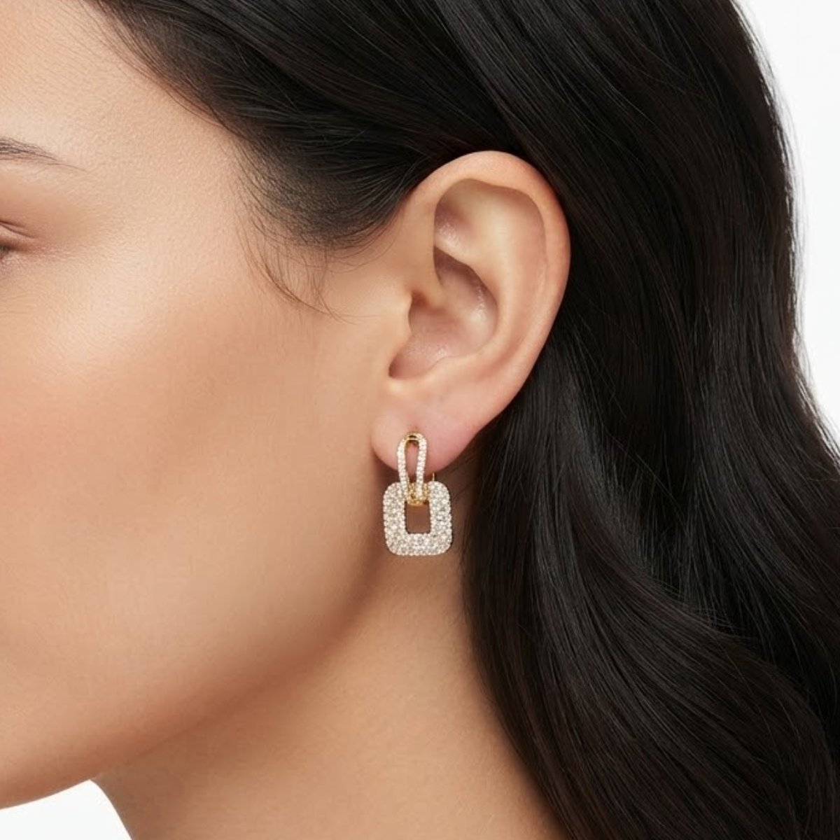 Tear Square Drop Earrings Pair