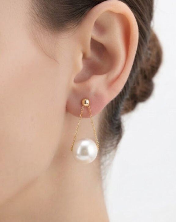 Pearl Drop Dangle Earrings with White Ball