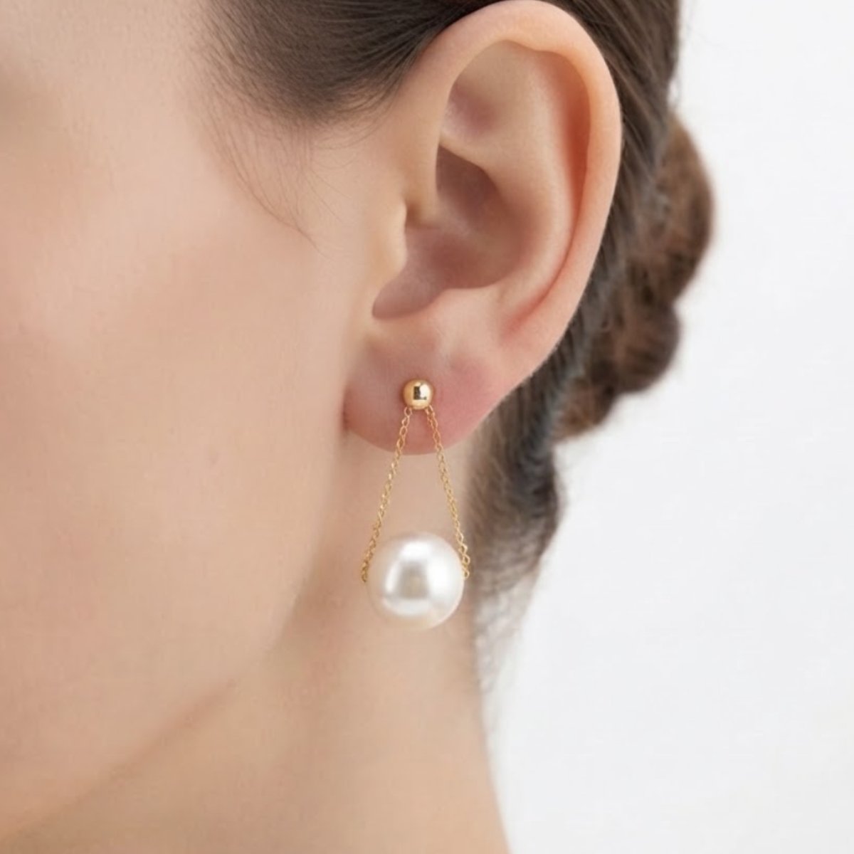 Pearl Drop Dangle Earrings with White Ball