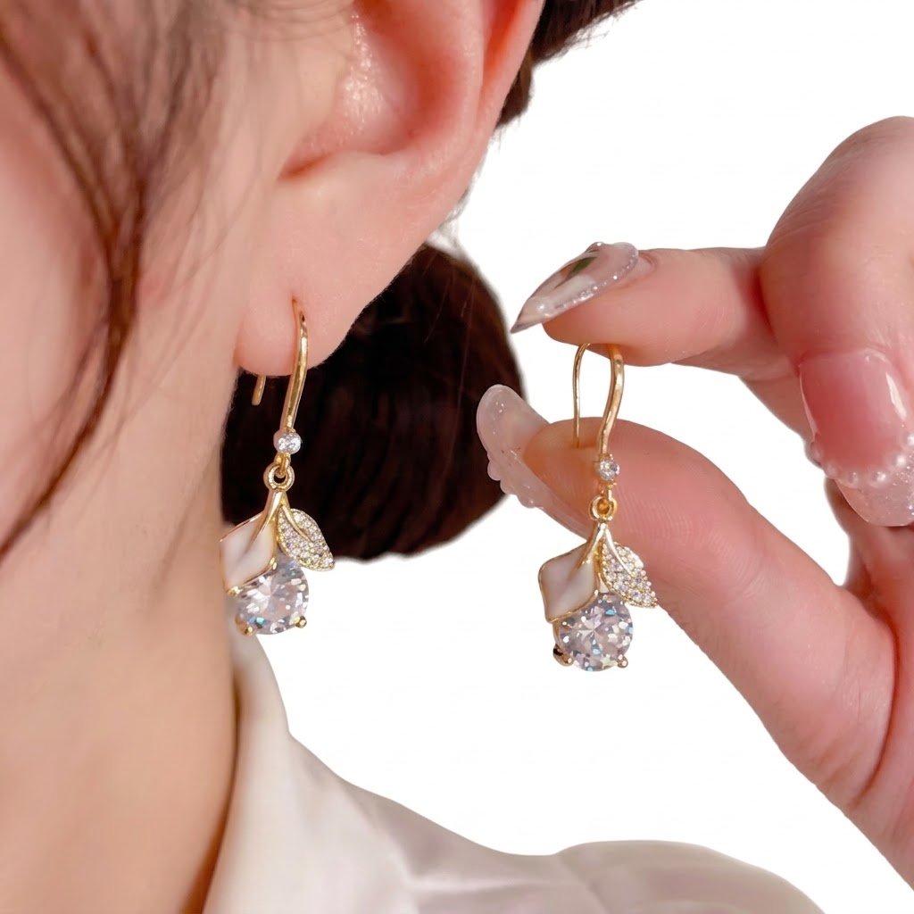 Double Leaf Drop Earrings